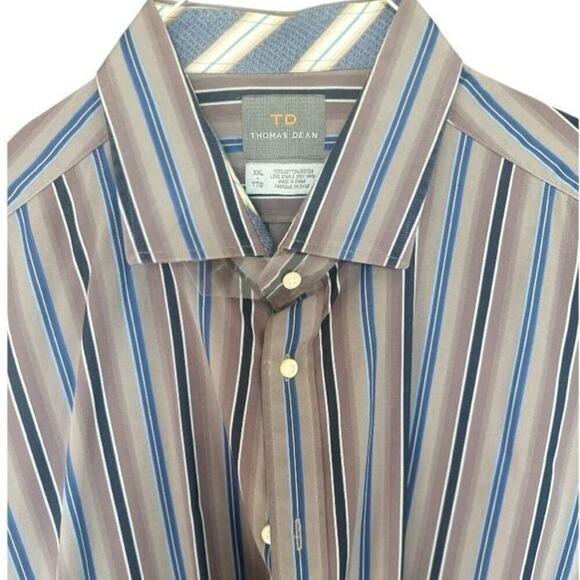 Thomas Dean Other - Thomas Dean - Men's Striped Button Up Dress Shirt Size XXL